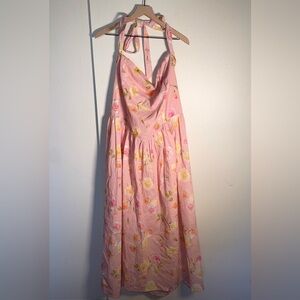 FASHION NOVA floral lightweight halter cotton blend Easter Weddjng maxi dress 3X